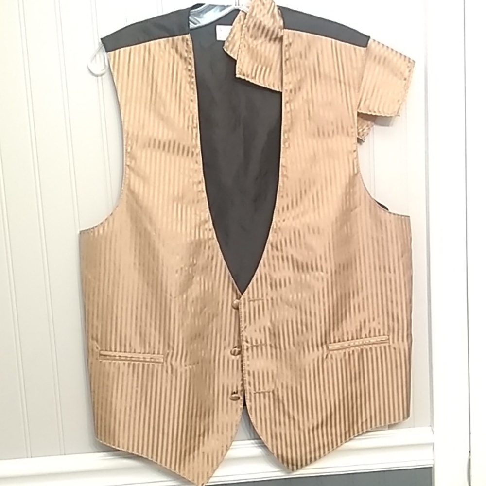 MENS tan stripe vest set